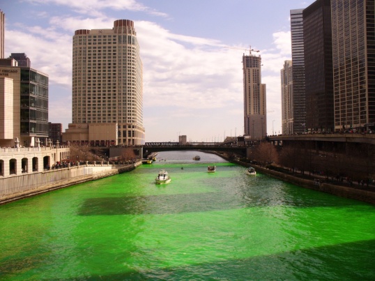 Green river in Chicago to celebrate St Pattys Day